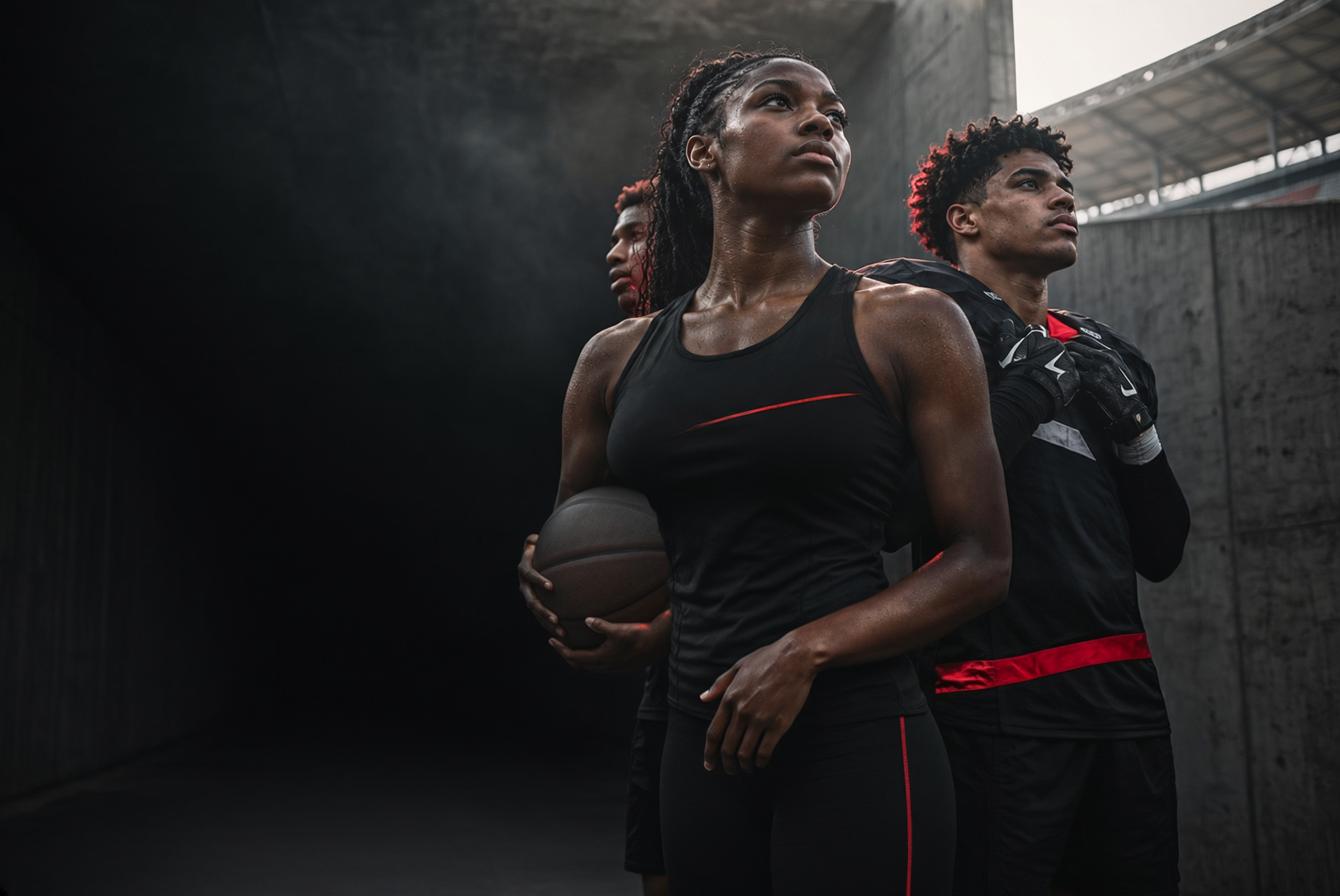 Editorial image of three student-athletes looking toward their future